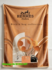 Luxury Hermès Birkin Bag Print Flannel Throw Blanket IMG_5335